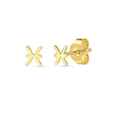 14K Yellow Gold Pisces Stud Earrings thumbnail 1