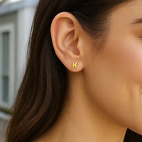 14K Yellow Gold Pisces Stud Earrings