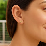 14K Yellow Gold Pisces Stud Earrings thumbnail 4