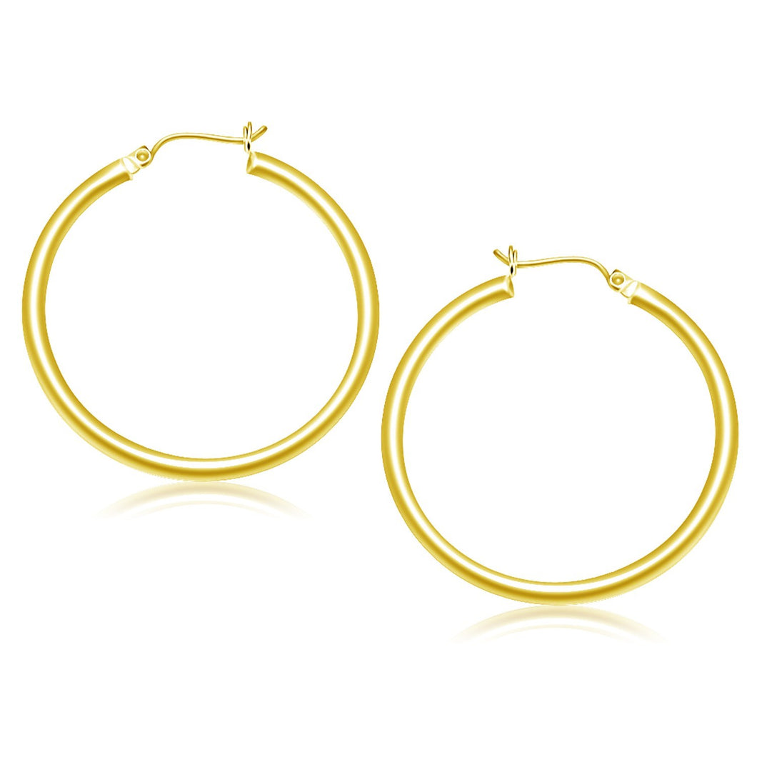 10k Yellow Gold Polished Hoop Earrings (3x40mm)