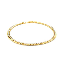 Load image into Gallery viewer, Two-Toned Fine Wheat Chain Bracelet in 10k Yellow and White Gold (3.00 mm)