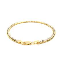 Load image into Gallery viewer, Two-Toned Fine Wheat Chain Bracelet in 10k Yellow and White Gold (3.00 mm)