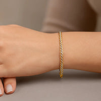 Two-Toned Fine Wheat Chain Bracelet in 10k Yellow and White Gold (3.00 mm)