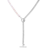 Sterling Silver Rhodium Plated Freshwater Pearl Paperclip toggle Necklace thumbnail 1