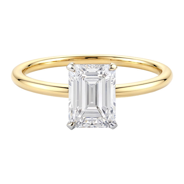 1.50Ct Emerald Lab Grown IGI G/VS1 Diamond Ring in 14K Yellow Gold