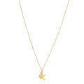 14K yellow gold dove necklace with open winged pendant and soldered bail