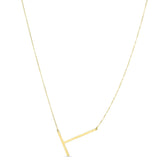 14K yellow gold initial T necklace with block letter pendant thumbnail 1