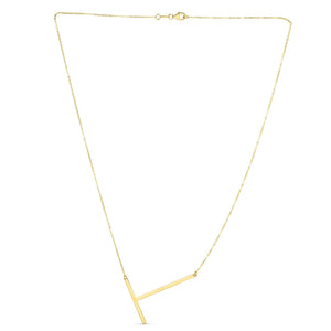 14K Yellow Gold Yours Truly Large Initial T Necklace