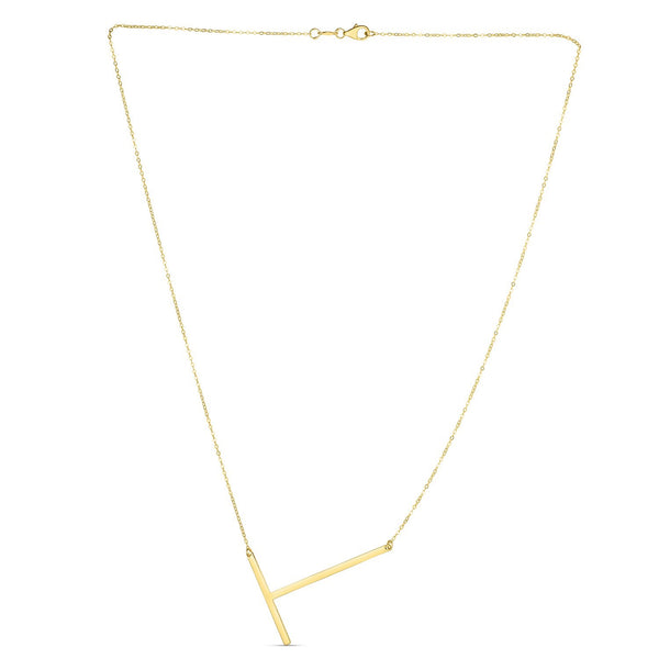 14K Yellow Gold Yours Truly Large Initial T Necklace