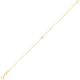 14K yellow gold mini initial X charm bracelet on fine cable chain thumbnail 1