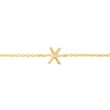 14K Yellow Gold Mini Initial X Bracelet thumbnail 3