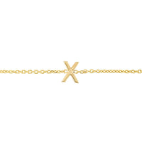 14K Yellow Gold Mini Initial X Bracelet