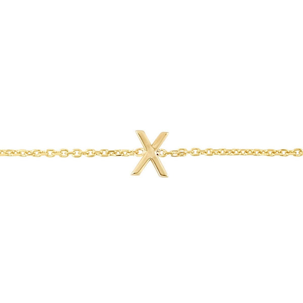 14K Yellow Gold Mini Initial X Bracelet