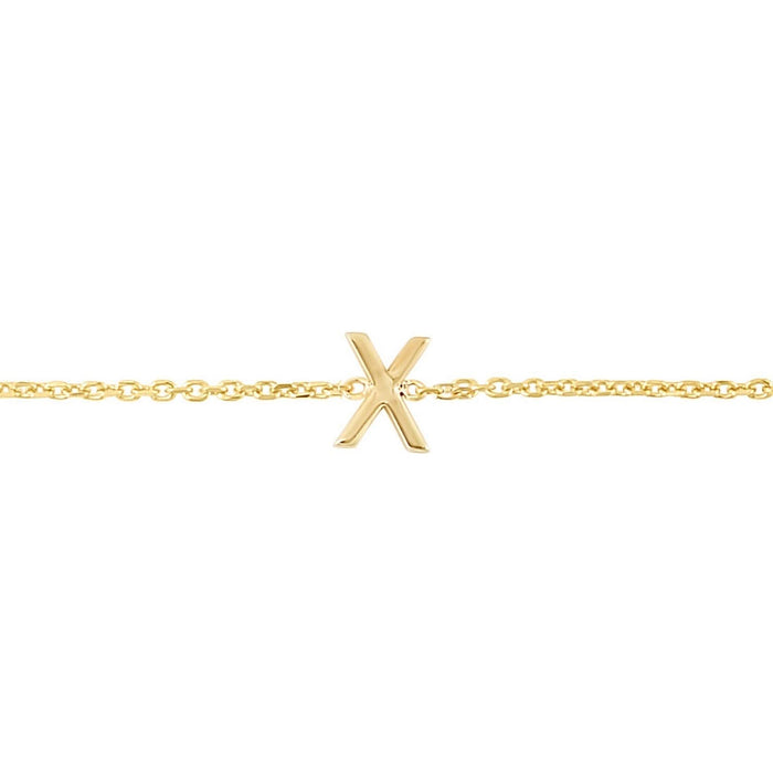 14K Yellow Gold Mini Initial X Bracelet