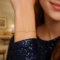 14K Yellow Gold Mini Initial X Bracelet