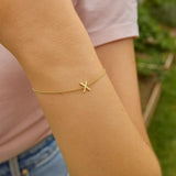14K Yellow Gold Mini Initial X Bracelet thumbnail 5