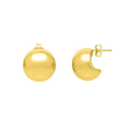 14K yellow gold puffed button stud earrings with domed profile