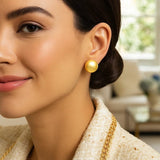 Puffed Up Button Stud Earrings in 14K Yellow Gold thumbnail 4