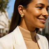 Puffed Up Button Stud Earrings in 14K Yellow Gold thumbnail 5