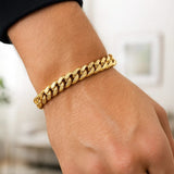 10k Yellow Gold Semi Solid Miami Cuban Bracelet (9.10 mm) thumbnail 4