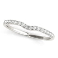 14K white gold ring with pave-set round diamond stones along a curved band