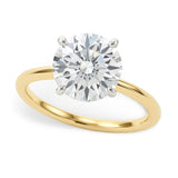14K yellow gold ring with one round diamond solitaire stone thumbnail 1