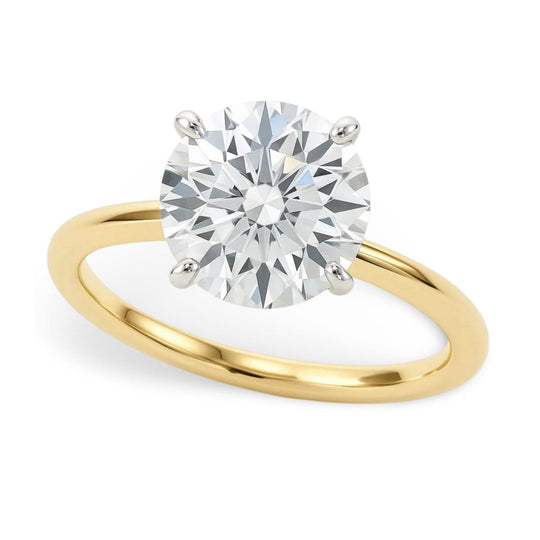 14K yellow gold ring with one round diamond solitaire stone