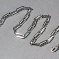 14K white gold wide paperclip chain 6.10 mm with open oval links