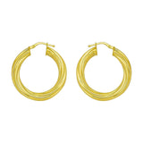 14K Yellow Gold Full Twist Medium Hoop Earrings thumbnail 2