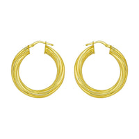 14K Yellow Gold Full Twist Medium Hoop Earrings