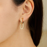 14K Yellow Gold Interlocking Drop Hoop Earrings thumbnail 2