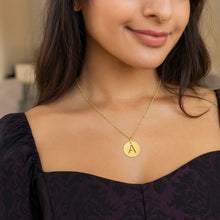 14K Yellow Gold Disc Initial A Pendant