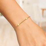 14K Yellow Gold Heart Station Bead Bracelet thumbnail 2