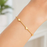 14K Yellow Gold Heart Station Bead Bracelet thumbnail 3