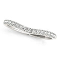 14K white gold ring with round pave diamond stones in a curved band