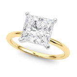 10K yellow gold ring with one princess-cut diamond in a solitaire setting thumbnail 1
