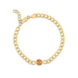 14K Yellow Gold Citrine Curb Chain Bracelet (3.60 mm) thumbnail 2