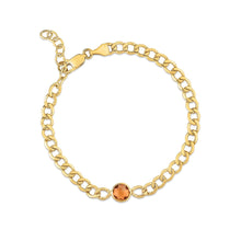 14K Yellow Gold Citrine Curb Chain Bracelet (3.60 mm)