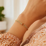 14K Yellow Gold Citrine Curb Chain Bracelet (3.60 mm) thumbnail 3