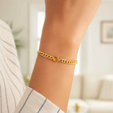 14K Yellow Gold Citrine Curb Chain Bracelet (3.60 mm) thumbnail 4