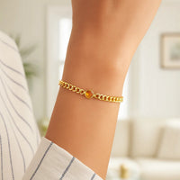 14K Yellow Gold Citrine Curb Chain Bracelet (3.60 mm)