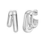 925 sterling silver double row big and small hoop earrings thumbnail 1