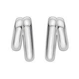 Sterling Silver Double Row Big and Small Hoop Earrings thumbnail 2