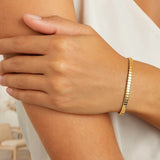 14k Yellow Gold Brick Omega Bracelet (3.20 mm) thumbnail 5