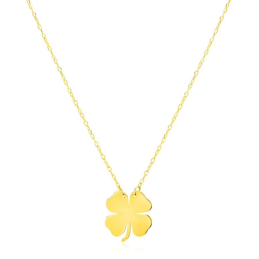14K Yellow Gold Four Leaf Clover Necklace