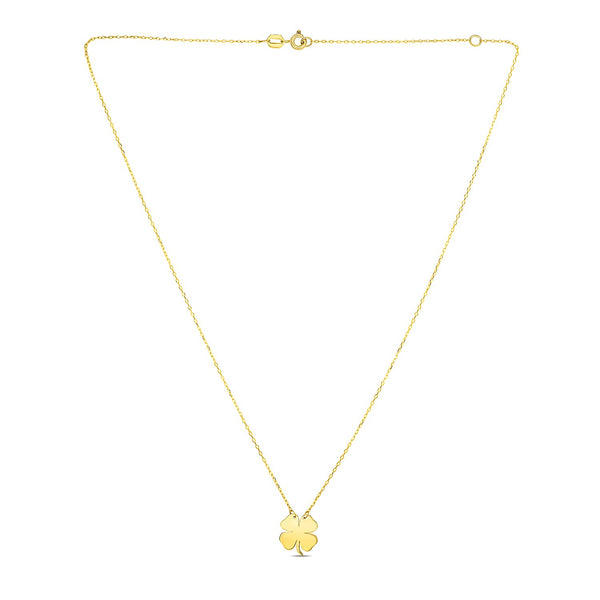 14K Yellow Gold Four Leaf Clover Necklace