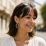 925 rhodium plated sterling silver polished hoop earrings, 4x35mm thumbnail 1
