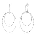 925 sterling silver double oval textured dangle earrings with matte finish