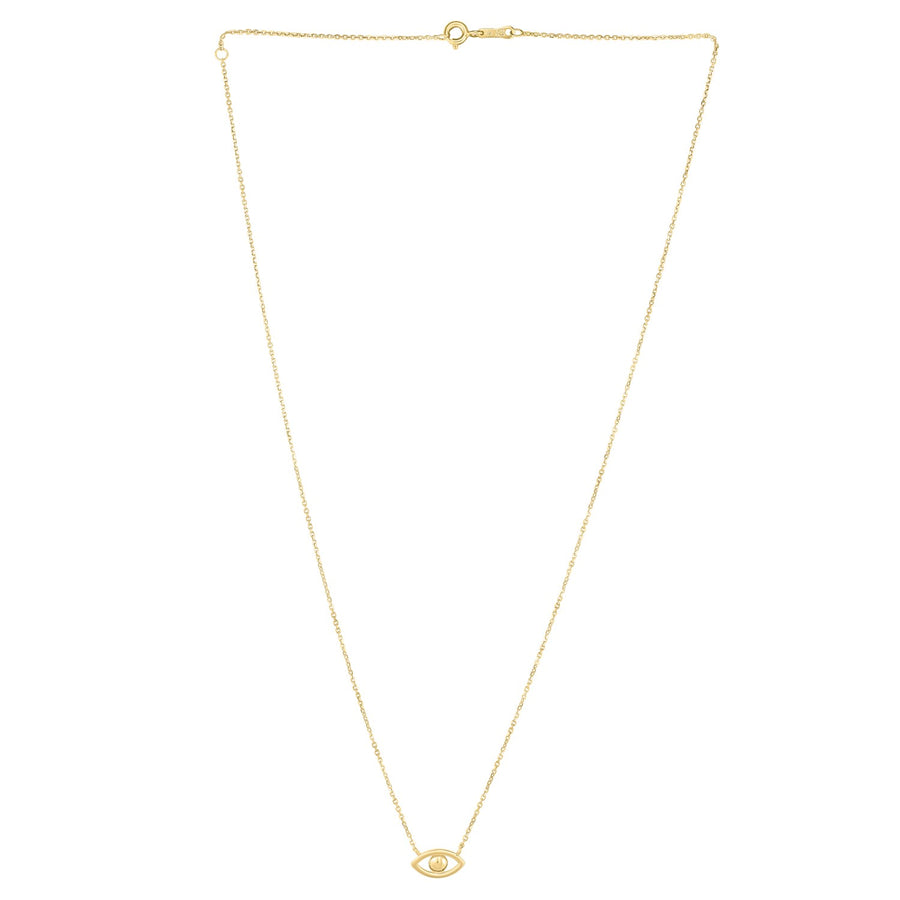 14k Yellow Gold Pearl Evil Eye Necklace