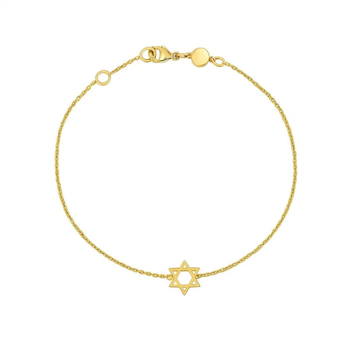 14k Yellow Gold Star of David Bracelet